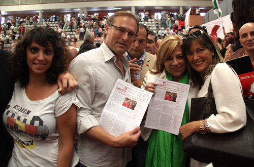 Mitin en Mlaga con Susana Daz, Elena Valenciano y Martin Schulz